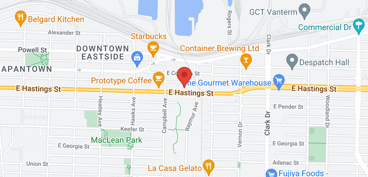 map of 252 955 E HASTINGS STREET